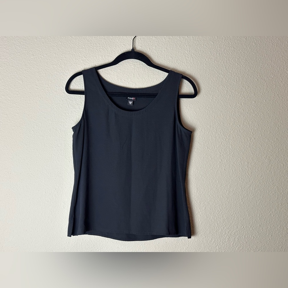 EILEEN FISHER XS BLACK TANK SHELL 100% SILK #17